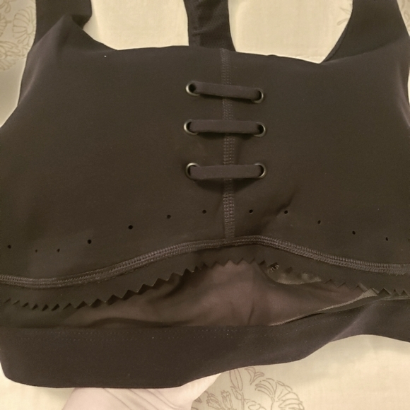 Nike small black sheer bottom detail padded racerback sports bra NWOT - Picture 2 of 5
